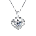 Elegante collana con ciondolo a cuore in argento 925 con pietra moissanite 1 carato - Argento 925 / 1 Carato di Moissanite