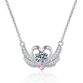 Elegante collana a cuore di cigno in argento S925 con pendente in moissanite 1 carato - Argento 925 / Stile Argento (Strass 6,5mm)
