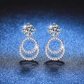 Orecchini a pendente in argento sterling S925 con moissanite e cerchi scintillanti - Argento 925 / Pietra ad alto contenuto di carbonio da 6.5mm