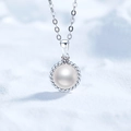 Elegant S925 silver necklace featuring a freshwater pearl and twisted moissanite pendant - 925 Silver / 0.1ct Moissanite + 10mm Freshwater Pearl