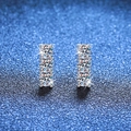 Minimalistische S925 Sterlingsilber-Ohrstecker mit drei funkelnden Moissanit-Steinen - 3,5 mm Kohlenstoffreicher Stein / 925er Silber