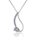 S925 sterling silver necklace with pear-cut moissanite pendant and S-shaped diamond curve - 925 Silver / 5*8 High Carbon Stone