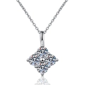 Minimalist s925 silver necklace featuring a sparkling 1.2 carat moissanite sugar cube pendant - 1.2 Carat Moissanite / 925 Silver