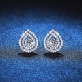 Orecchini di lusso in argento S925 a goccia con brillanti pietre di moissanite da 1 carato - Argento 925 / Strass (E166)