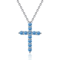 Collana con ciondolo a croce in argento sterling S925 con moissanite blu - Argento 925 / Moissanite blu