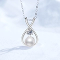 Elegante collana in argento S925 con perla d'acqua dolce e ciondolo in moissanite brillante - Argento 925 / Zirconia + Perla d'acqua dolce