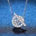 Classic 925 sterling silver pig nose necklace with 1 carat moissanite solitaire pendant - 925 Silver / 5mm High Carbon Stone