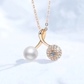 Collana ciliegia in perla d'acqua dolce con moissanite in argento s925 oro rosa - Argento 925 / Oro Rosa (Moissanite & Perla d'Acqua Dolce)