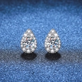 Elegante S925 Sterlingsilber birnenförmige Ohrstecker mit brillantem Moissanit Stein - 925er Silber / 5,0 mm Kohlenstoffreicher Stein