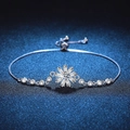 Elegant s925 silver moissanite sunflower bracelet with adjustable slider and high sparkle - 925 Silver / 5mm High Carbon Stone