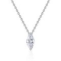Marquise cut moissanite pendant necklace in 925 sterling silver with a delicate cross chain - 925 Silver / Silver Rhinestone Style (5*10 High Carbon Stone)
