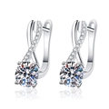 Elegant s925 silver moissanite hoop earrings with twisted design and mirror reflection - 925 Silver / 6.5mm High Carbon Stone