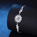 Luxurious 925 sterling silver adjustable sunflower bracelet with sparkling moissanite stones - 925 Silver / Silver Style (6.5mm High Carbon Stone)
