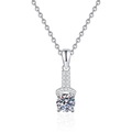 Elegant S925 sterling silver necklace with 1 carat moissanite solitaire pendant - 925 Silver / 6.5mm High Carbon Stone