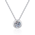 Elegant S925 sterling silver necklace with 1 carat moissanite solitaire pendant on white background - 925 Silver / 1 Carat Moissanite