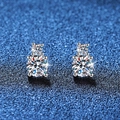 Klassische 925 Sterling Silber Vier-Klauen Moissanit Ohrstecker auf dunkelblauem Grund - 925er Silber / 5,0 mm Kohlenstoffreicher Stein