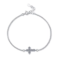 Adjustable S925 sterling silver cross bracelet featuring 1ct D color Moissanite stones - 0.6 Carat Moissanite Style (S925 Silver)