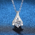 Collana classica in argento sterling S925 con pendente solitario in moissanite da 1 carato - Argento 925 / Strass (XL216)