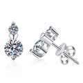 Eleganti orecchini a pendente in argento S925 con cuore e moissanite per donna - Argento 925 / Pietra ad Alto Contenuto di Carbonio da 5,0 mm