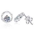S925 sterling silver Mobius earrings with 1 carat brilliant round D color moissanite stones - 925 Silver / 5.0mm High Carbon Stone