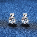 Pendientes de plata S925 con diseño de corazón y moissanita de 1 quilate y seis garras - Plata 925 / Piedra de Alto Carbono de 5,0 mm