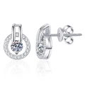 S925 sterling silver moissanite stud earrings featuring a classic double halo design - 925 Silver / 0.3ct+0.3ct Moissanite