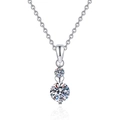 Elegant S925 sterling silver necklace with heart-linked 1ct moissanite pendant on white background - 925 Silver / 6.5mm High Carbon Stone