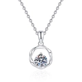 S925 sterling silver Mobius necklace with a 1-carat round moissanite pendant on white background - 925 Silver / High Carbon Stone
