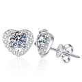 Orecchini a lobo halo a cuore in argento S925 con pietre moissanite brillanti colore D - Argento 925 / Stile Pietra ad Alto Contenuto di Carbonio