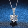 Pendente a fiocco di neve in moissanite e collana in argento sterling S925 da donna - Pietra ad Alto Contenuto di Carbonio 6.5mm (XL225) / Argento 925