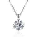 Elegant S925 sterling silver heart snowflake pendant necklace with 1 carat Moissanite stone - 925 Silver / 6.5mm High Carbon Stone