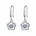 Elegant S925 sterling silver flower drop earrings with moissanite stones and shiny finish - 925 Silver / 5mm High Carbon Stone