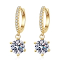 Κλασικά σκουλαρίκια Moissanite 1ct από ασήμι S925 με επιχρυσωμένο δέσιμο έξι προεξοχών - Ασήμι 925 / 5mm Πέτρα Υψηλού Άνθρακα