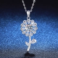 Elegante S925 zilveren zonnebloem ketting met een 1 karaat moissaniet hanger - Zirconia Stijl / 925 zilver / Zilveren Stijl (XL232)