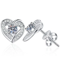 Elegante S925 Sterling Silber Herz Ohrstecker mit brillanten 1 Karat Moissanit Edelsteinen - 925er Silber / 4mm High Carbon Stein