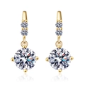 Elegant 1 carat moissanite 925 silver dangling earrings in high quality gold finish - 925 Silver / White Rhinestone (5mm High Carbon Stone)