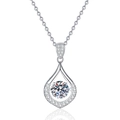 S925 sterling silver necklace with waterdrop pendant and 1ct dancing moissanite stone - 925 Silver / Silver (6.5mm High-carbon Stone)