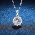 S925 sterling silver necklace featuring a 1ct moissanite sunflower petal pendant - 6.5mm High Carbon Zirconia Style / 925 Silver