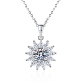 Sparkling S925 sterling silver sunflower pendant necklace with round and marquise moissanite - 925 Silver / 6.5mm High Carbon Stone
