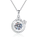 Elegante S925 Sterlingsilber Halskette mit 1 Karat Moissanit-Blumenanhänger - 925er Silber / Stil mit Kohlenstoffstein
