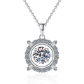 S925 sterling silver necklace featuring a sparkling 1 carat round moissanite pendant - 6.5mm High Carbon Stone (XL245) / 925 Silver
