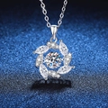 Collana in argento S925 con ciondolo a mulino a vento e Moissanite brillante da 1 carato - Stile Pietra ad Alto Contenuto di Carbonio / Argento 925