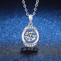 Collana in argento S925 con ciondolo a cuore danzante in moissanite da 1 carato - Pietra ad alto contenuto di carbonio da 6.5mm