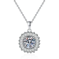 Elegante collana in argento sterling S925 con ciondolo a girasole e moissanite da 1ct - Pietra ad alto contenuto di carbonio da 6.5mm / Argento 925