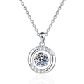 S925 sterling silver heart-moving necklace with a 1ct moissanite dancing pendant - 925 Silver / Silver High Carbon Stone Style