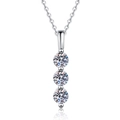 Elegant S925 sterling silver necklace featuring three vertical moissanite stones on white - 925 Silver / 90 Points Moissanite (White Gold Color)