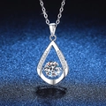 Collana in argento sterling S925 con ciondolo a goccia in moissanite da 1 carato - Argento 925 / Pietra ad alto contenuto di carbonio da 6.5mm