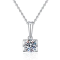 Elegante collar de plata S925 con un brillante colgante de moissanita de 1 quilate - Piedra de alto carbono de 6.5mm / Plata 925
