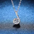 Collana con nota musicale in argento S925 e pietra moissanite rotonda da 1 carato brillante - Oro Bianco