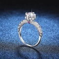 Sterling silver 3 carat moissanite ring with angel wing band and pink accent stone - US 9 / 6.5mm High Carbon Stone